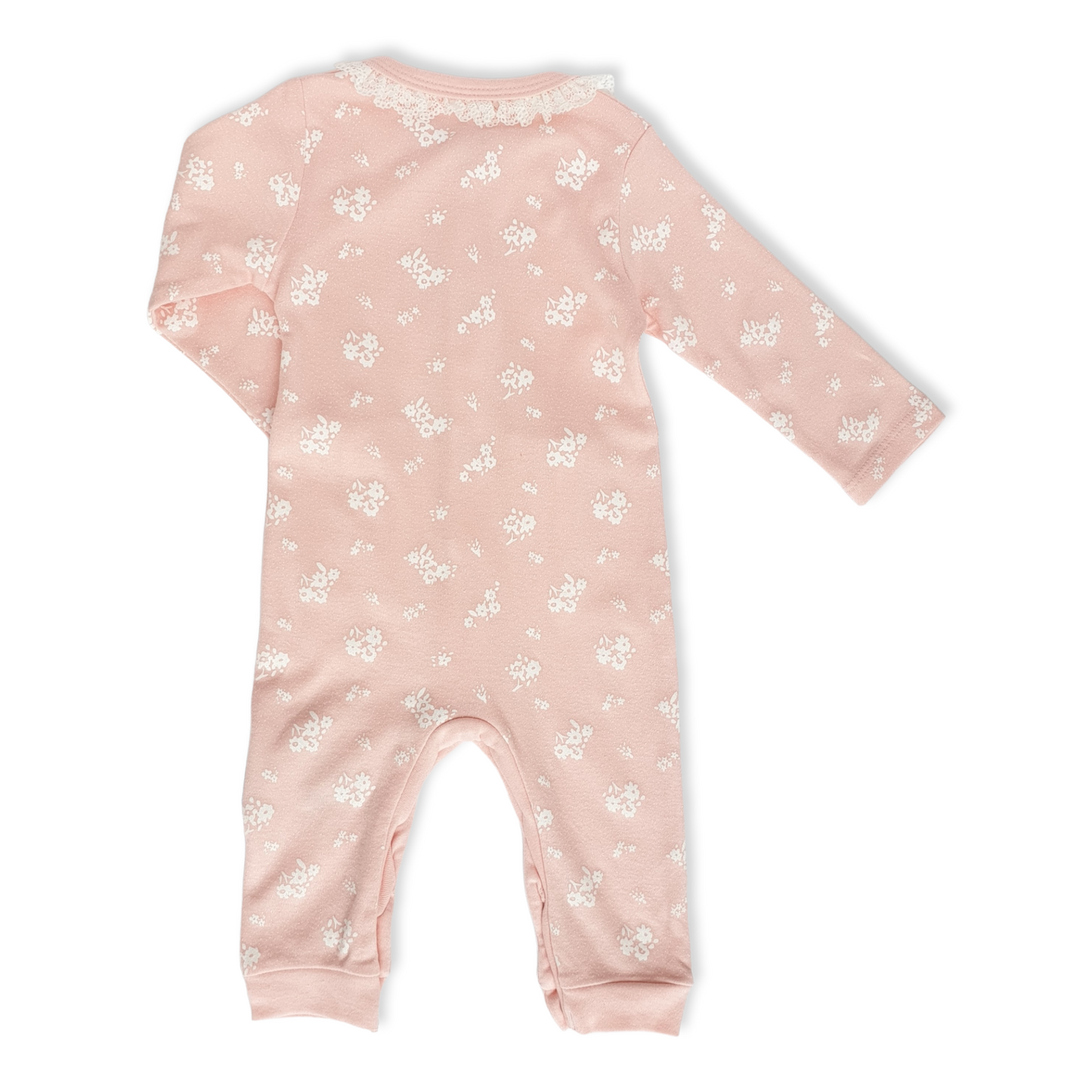 Pink Flowers Baby Girl Jumpsuit-catgirl, Dots, Flowers, Footless, Girl, Jumpsuit, Long Sleeve, Pink, White-VEO-[Too Twee]-[Tootwee]-[baby]-[newborn]-[clothes]-[essentials]-[toys]-[Lebanon]