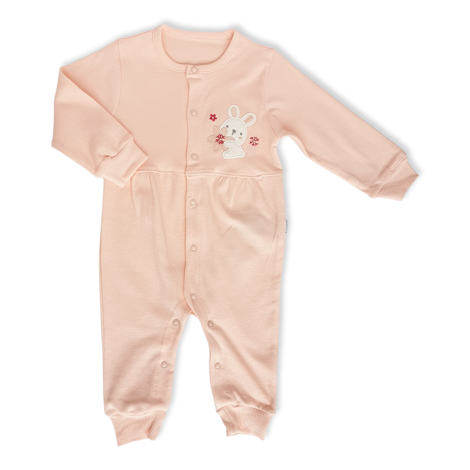 Cute Rabbit Baby Girl Jumpsuit-catgirl, Flower, Footless, Girl, Hug, Jumpsuit, Light, Long Sleeve, Pink, Rabit-Puan Baby-[Too Twee]-[Tootwee]-[baby]-[newborn]-[clothes]-[essentials]-[toys]-[Lebanon]
