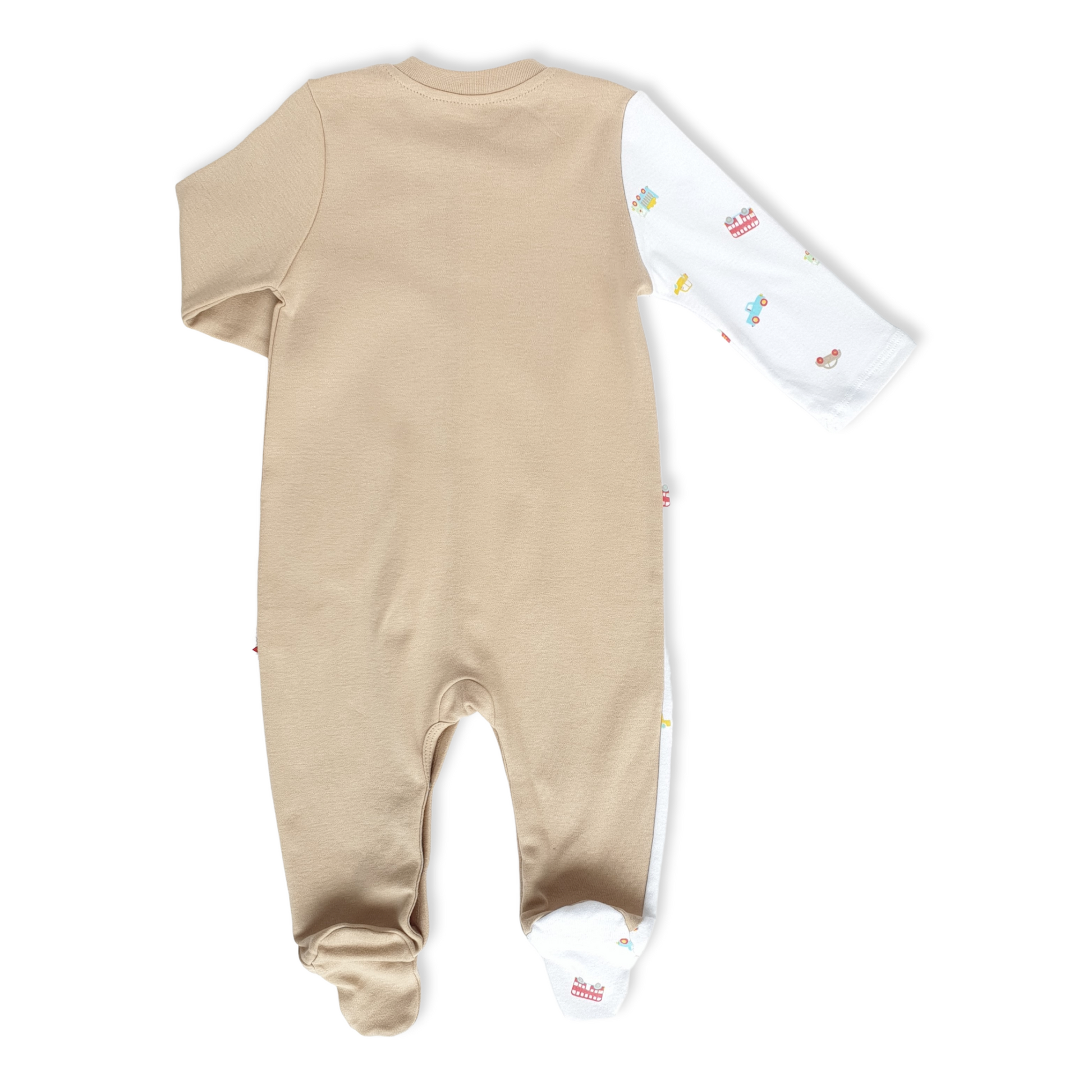 Funny Game Unisex Jumpsuit-Boy, Cartoon, catboy, catgirl, catunisex, Footed, Girl, Green, House, Jumpsuit, Long Sleeve, Nature, Olive, Unisex, White-Mother Love-[Too Twee]-[Tootwee]-[baby]-[newborn]-[clothes]-[essentials]-[toys]-[Lebanon]