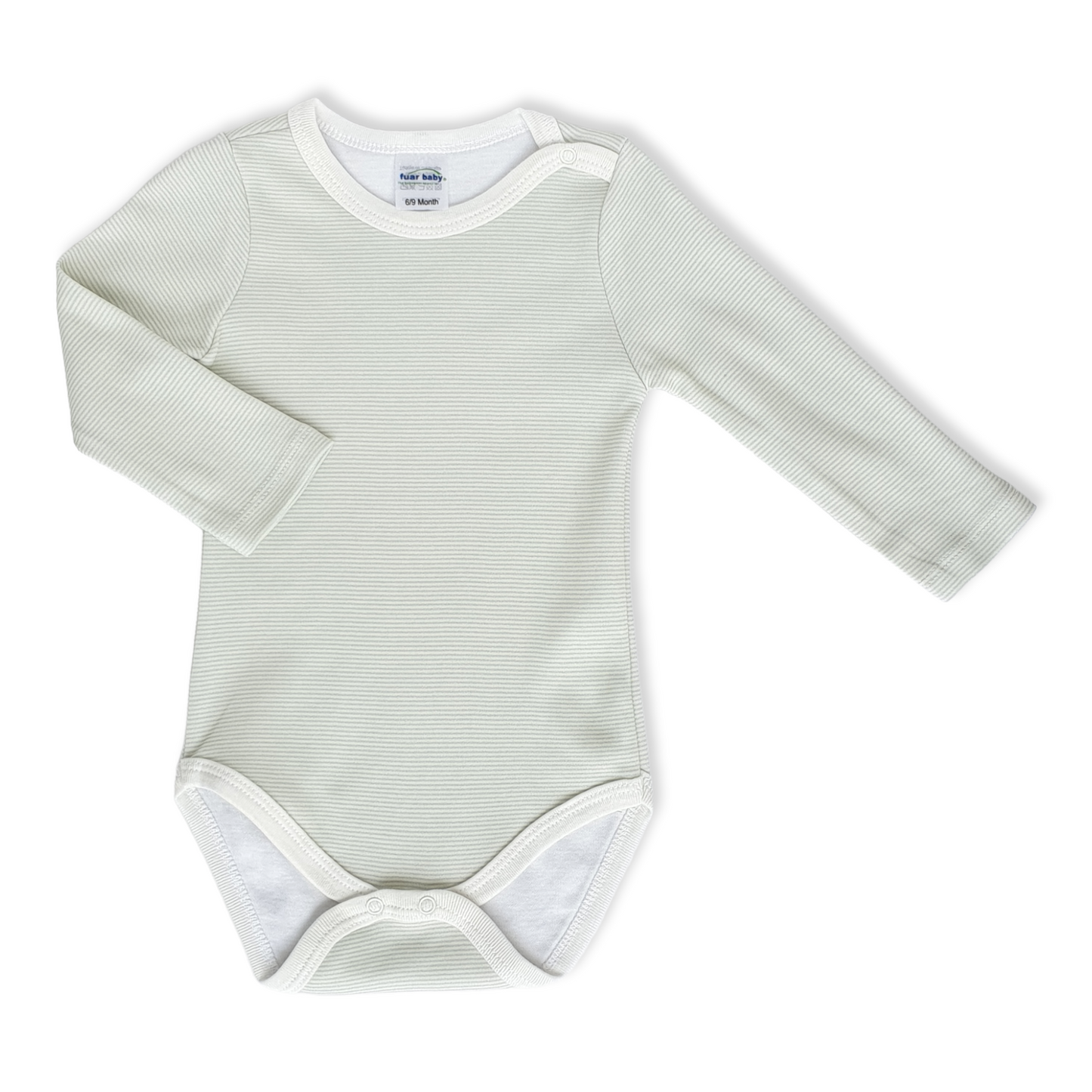 Basic White/Green Striped Unisex Body-Body, Bodysuit, Boy, catboy, catgirl, catunisex, Creeper, Girl, Green, Long Sleeve, Onesie, Stripes, Unisex, White-Fuar Baby-[Too Twee]-[Tootwee]-[baby]-[newborn]-[clothes]-[essentials]-[toys]-[Lebanon]
