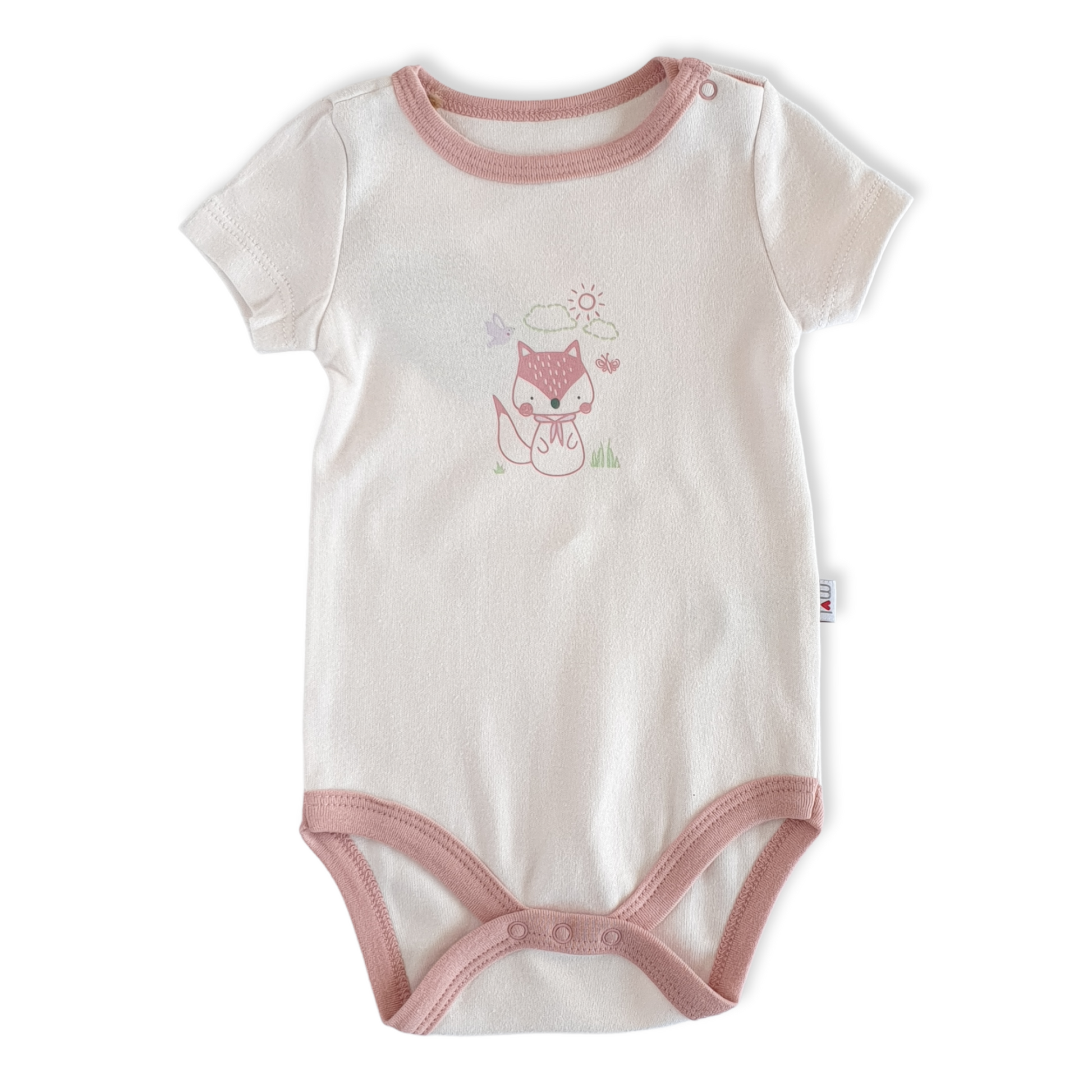 Organic Cotton Baby Girl Cat in Nature Body-Body, Bodysuit, Butterfly, Cat, catgirl, Creeper, Dark Pink, Girl, Light Pink, Nature, Onesie, Outside, Pink, Short Sleeve, Sun-Mother Love-[Too Twee]-[Tootwee]-[baby]-[newborn]-[clothes]-[essentials]-[toys]-[Lebanon]