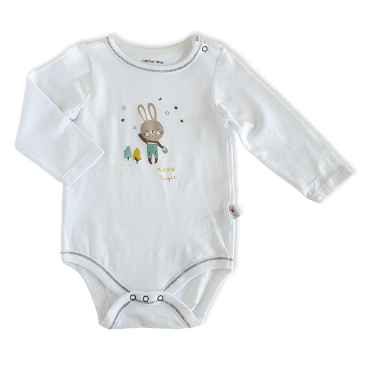 Unisex Moonlight Body-Body, Bodysuit, Boy, catboy, catgirl, catunisex, Creeper, Dark Grey, Girl, Grey, Long Sleeve, Moon, Newborn, Onesie, Rabbit, Stars, Unisex, White-Mother Love-[Too Twee]-[Tootwee]-[baby]-[newborn]-[clothes]-[essentials]-[toys]-[Lebanon]