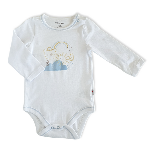 Unisex Sunshine Body-Blue, Body, Bodysuit, Boy, catboy, catgirl, catunisex, Cloud, Creeper, Girl, Light Blue, Long Sleeve, Newborn, Onesie, Rainbow, Sun, Unisex, White-Mother Love-[Too Twee]-[Tootwee]-[baby]-[newborn]-[clothes]-[essentials]-[toys]-[Lebanon]