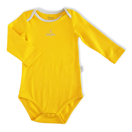 Organic Cotton Yellow Basic Unisex Body-Basic, Body, Bodysuit, Boy, catboy, catgirl, catunisex, Creeper, Girl, Long Sleeve, Onesie, Organic, Unisex, Yellow-Babydola-[Too Twee]-[Tootwee]-[baby]-[newborn]-[clothes]-[essentials]-[toys]-[Lebanon]