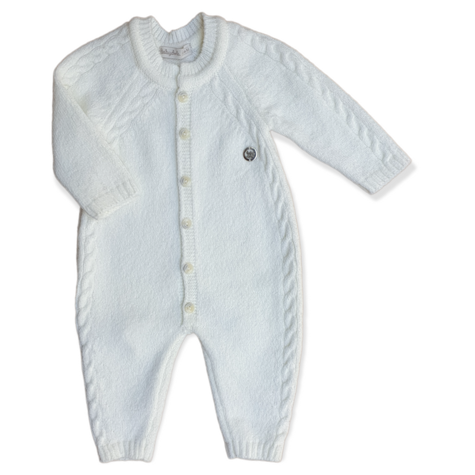 Tricot Basic Unisex Jumpsuit-Acrylic, Boy, catboy, catgirl, catunisex, Footless, Girl, Jumpsuit, Knitted, Long Sleeve, Off-White, Tricot, Unisex, Warm, White, Winter-Babydola-[Too Twee]-[Tootwee]-[baby]-[newborn]-[clothes]-[essentials]-[toys]-[Lebanon]