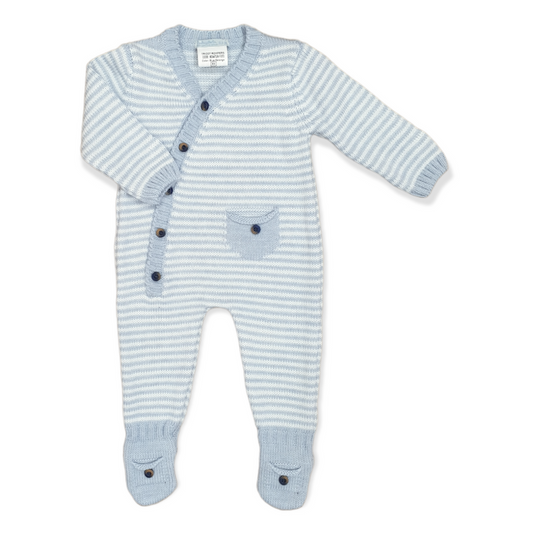 Tricot Baby Boy Jumpsuit with Pocket-Acrylic, Blue, catboy, Fiber, Footed, Girl, Jumpsuit, Light Blue, Long Sleeve, Pocket, Tricot, Warm, White, Winter-Babydola-[Too Twee]-[Tootwee]-[baby]-[newborn]-[clothes]-[essentials]-[toys]-[Lebanon]