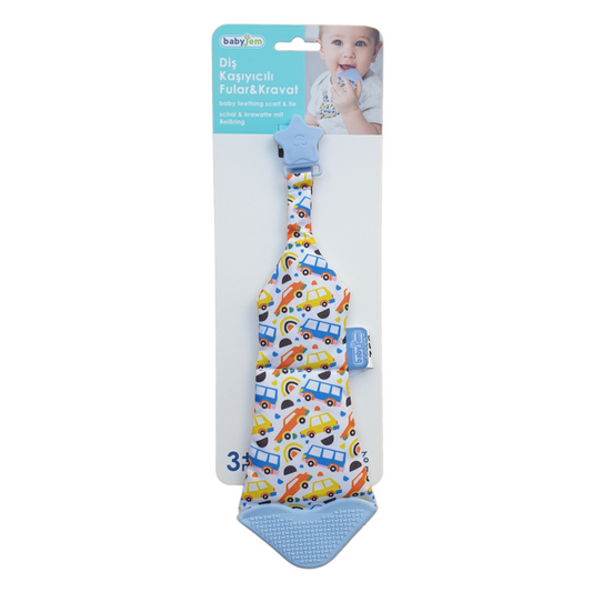 Baby Teething and Rattle Tie Cars Design-Blue, Boy, Bus, Car, Cars, catrat, catteether, Cravate, Rainbow, Teeth, Teether, Teething, Tie-Babyjem-[Too Twee]-[Tootwee]-[baby]-[newborn]-[clothes]-[essentials]-[toys]-[Lebanon]