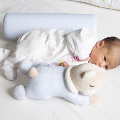 Blue Side Sleep Pillow With Teddy Bear