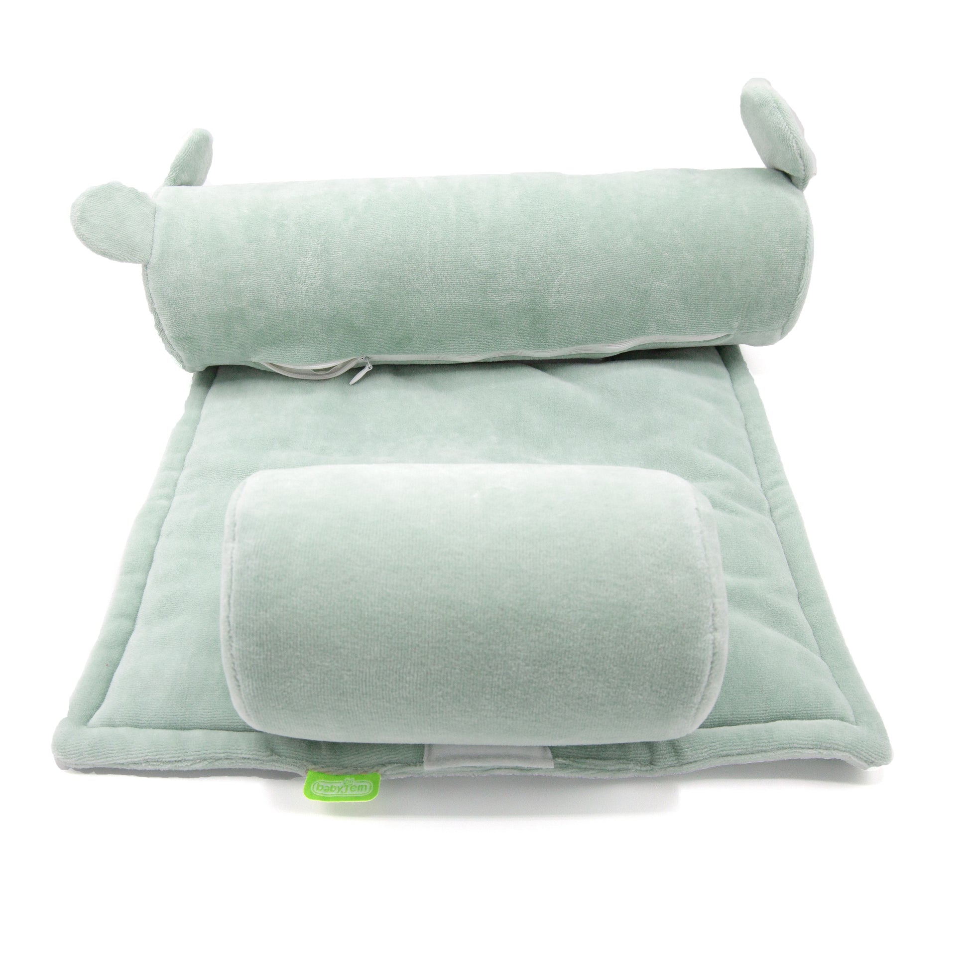 Green Side Sleep Pillow With Dog-Boy, catbabygear, Dog, Green, Lay, Laying, Newborn, Safe, Side, Sleeping, Soft-Babyjem-[Too Twee]-[Tootwee]-[baby]-[newborn]-[clothes]-[essentials]-[toys]-[Lebanon]