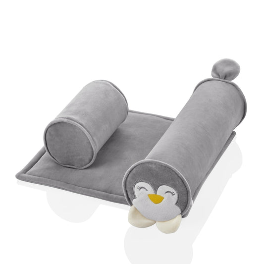 Grey Side Sleep Pillow With Penguin-Boy, catbabygear, Girl, Green, Lay, Laying, Newborn, Penguin, Safe, Side, Sleeping, Soft, Unisex-Babyjem-[Too Twee]-[Tootwee]-[baby]-[newborn]-[clothes]-[essentials]-[toys]-[Lebanon]