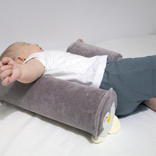 Grey Side Sleep Pillow With Penguin-Boy, catbabygear, Girl, Green, Lay, Laying, Newborn, Penguin, Safe, Side, Sleeping, Soft, Unisex-Babyjem-[Too Twee]-[Tootwee]-[baby]-[newborn]-[clothes]-[essentials]-[toys]-[Lebanon]