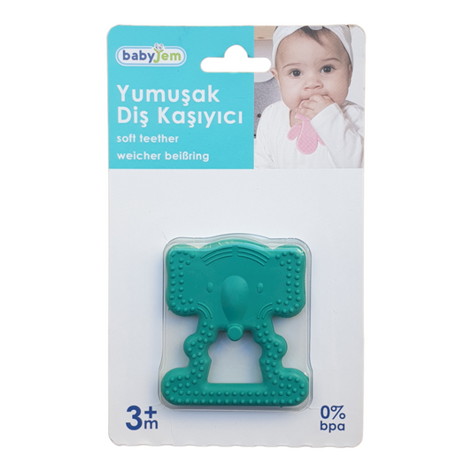 Green Elephant Teether-BPA, Elephant, Green, Silicone, Teething Bite, Theether, TPU-Babyjem-[Too Twee]-[Tootwee]-[baby]-[newborn]-[clothes]-[essentials]-[toys]-[Lebanon]