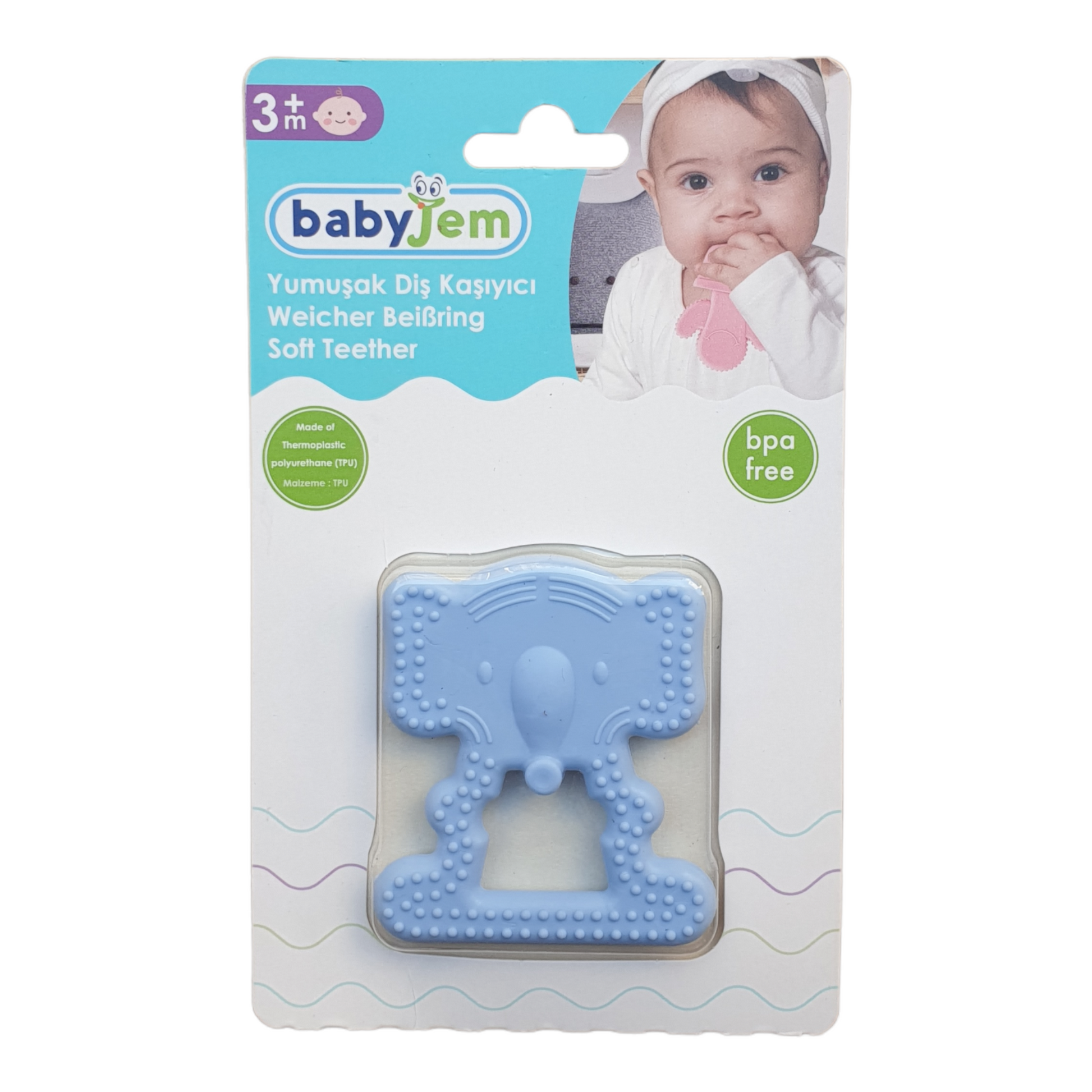 Blue Elephant Teether-Blue, BPA, catteether, Elephant, Silicone, Teething Bite, Theether, TPU-Babyjem-[Too Twee]-[Tootwee]-[baby]-[newborn]-[clothes]-[essentials]-[toys]-[Lebanon]