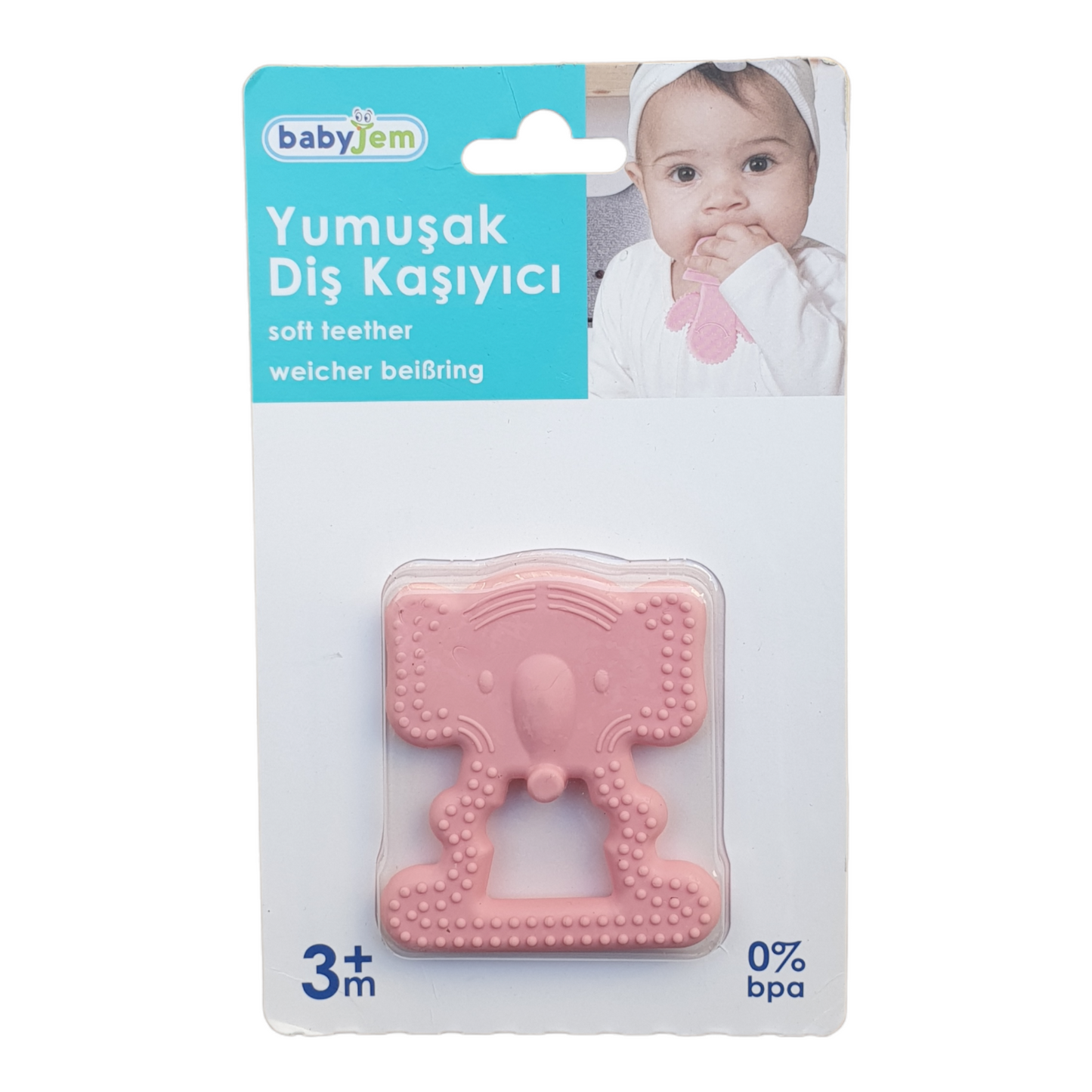 Pink Elephant Teether-BPA, catteether, Elephant, Pink, Silicone, Teething Bite, Theether, TPU-Babyjem-[Too Twee]-[Tootwee]-[baby]-[newborn]-[clothes]-[essentials]-[toys]-[Lebanon]