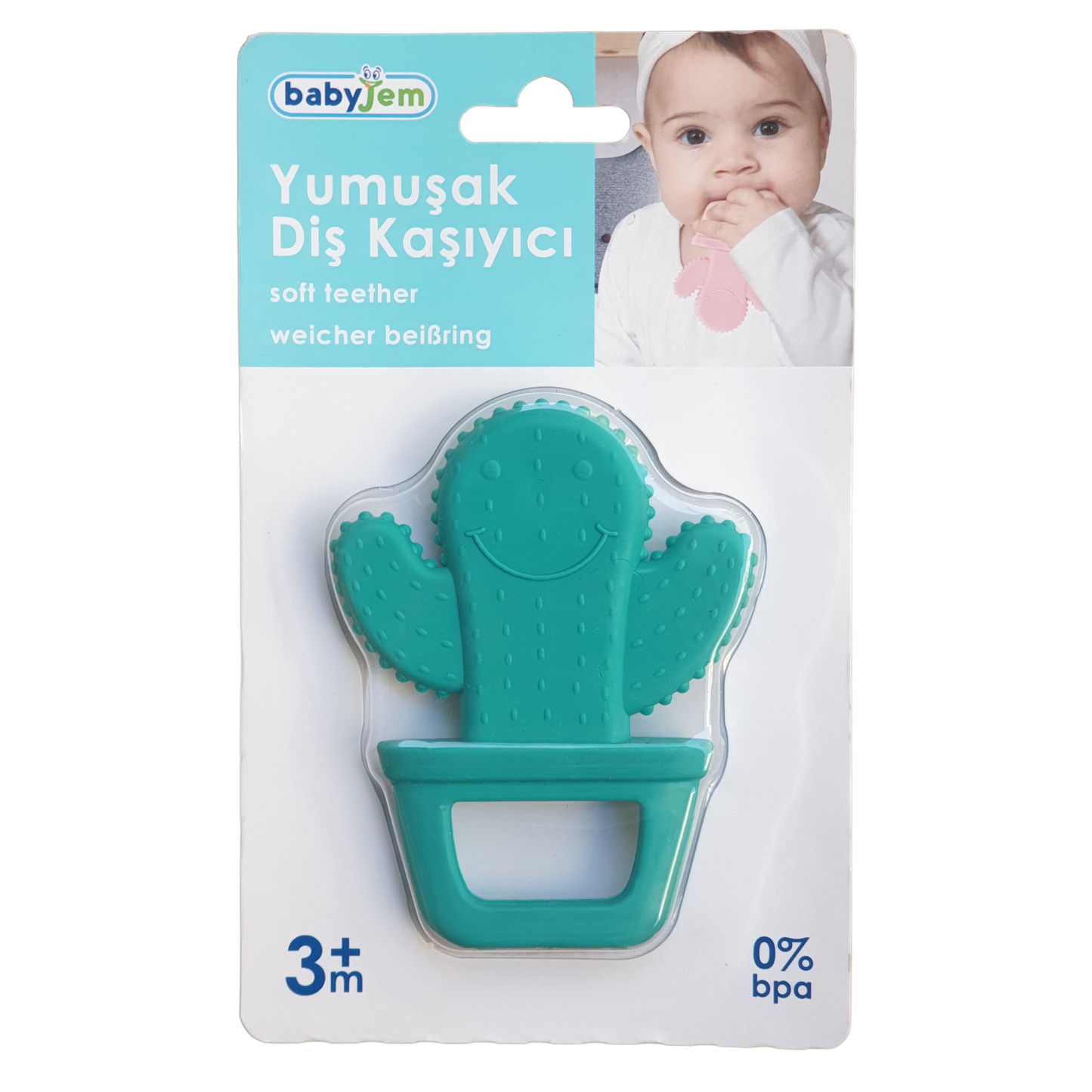 Green Cactus Teether-BPA, Cactus, catteether, Green, Silicone, Teething Bite, Theether, TPU-Babyjem-[Too Twee]-[Tootwee]-[baby]-[newborn]-[clothes]-[essentials]-[toys]-[Lebanon]