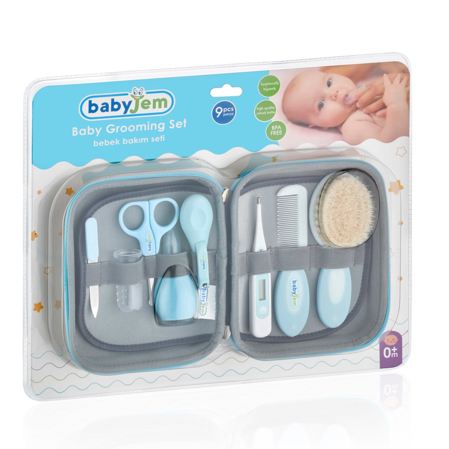Blue Baby Grooming Set 9pcs-Blue, Brush, catbabycare, Grooming, Nail, Scissors, Thermometer, Toothbrush-Babyjem-[Too Twee]-[Tootwee]-[baby]-[newborn]-[clothes]-[essentials]-[toys]-[Lebanon]