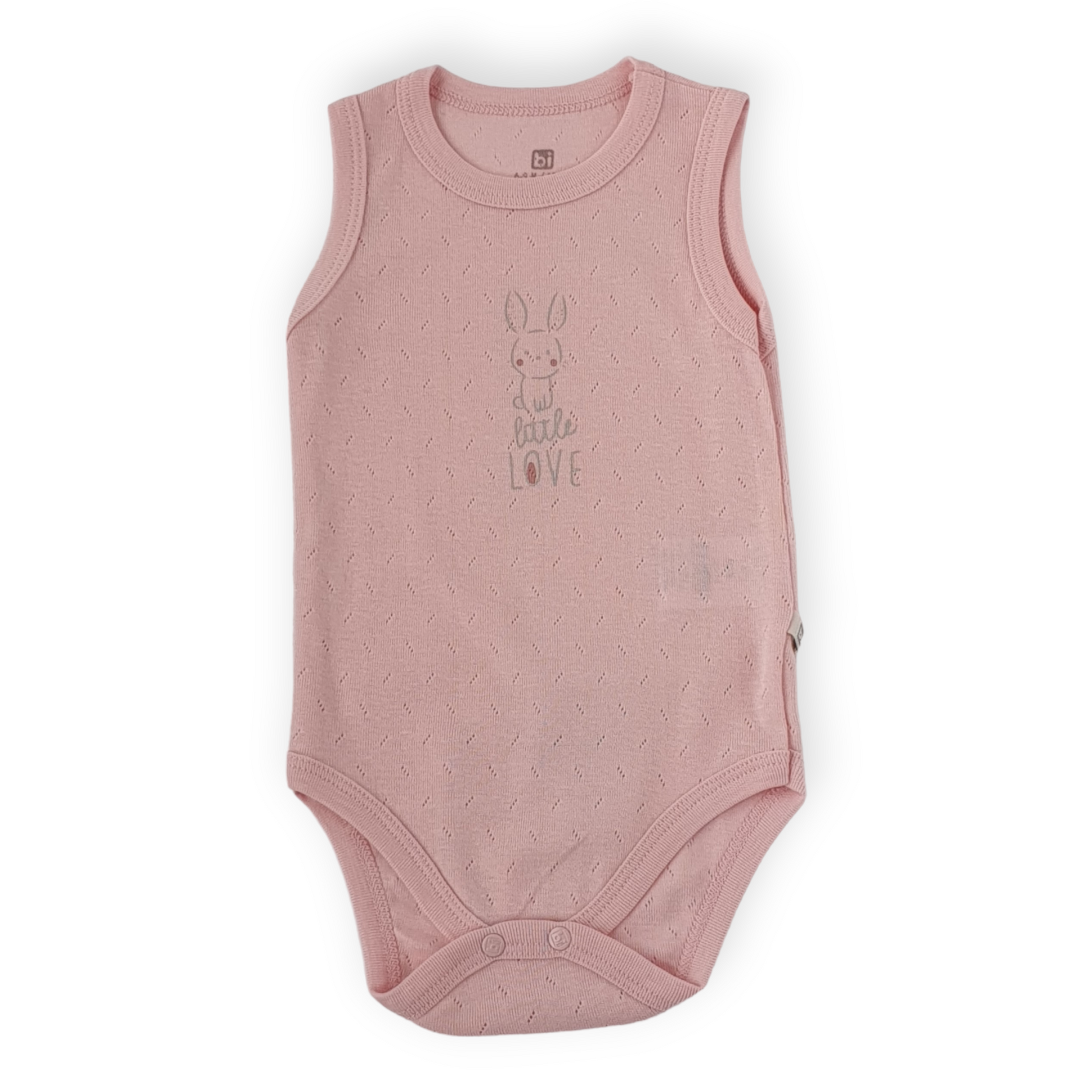 Basic Pink Sleeveless Body with Bunny Love-Body, Bodysuit, Bunny, Catgirl, Creeper, Girl, Onesie, Pink, Sleeveless, SS23-BiBaby-[Too Twee]-[Tootwee]-[baby]-[newborn]-[clothes]-[essentials]-[toys]-[Lebanon]