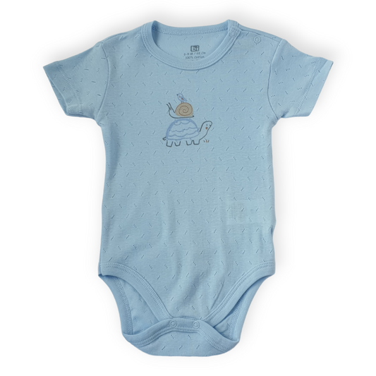 Basic Blue Body with Turltles-Blue, Body, Bodysuit, Boys, Catboy, Catgirl, Creeper, Girl, Onesie, Short Sleeve, SS23, Turtle-BiBaby-[Too Twee]-[Tootwee]-[baby]-[newborn]-[clothes]-[essentials]-[toys]-[Lebanon]