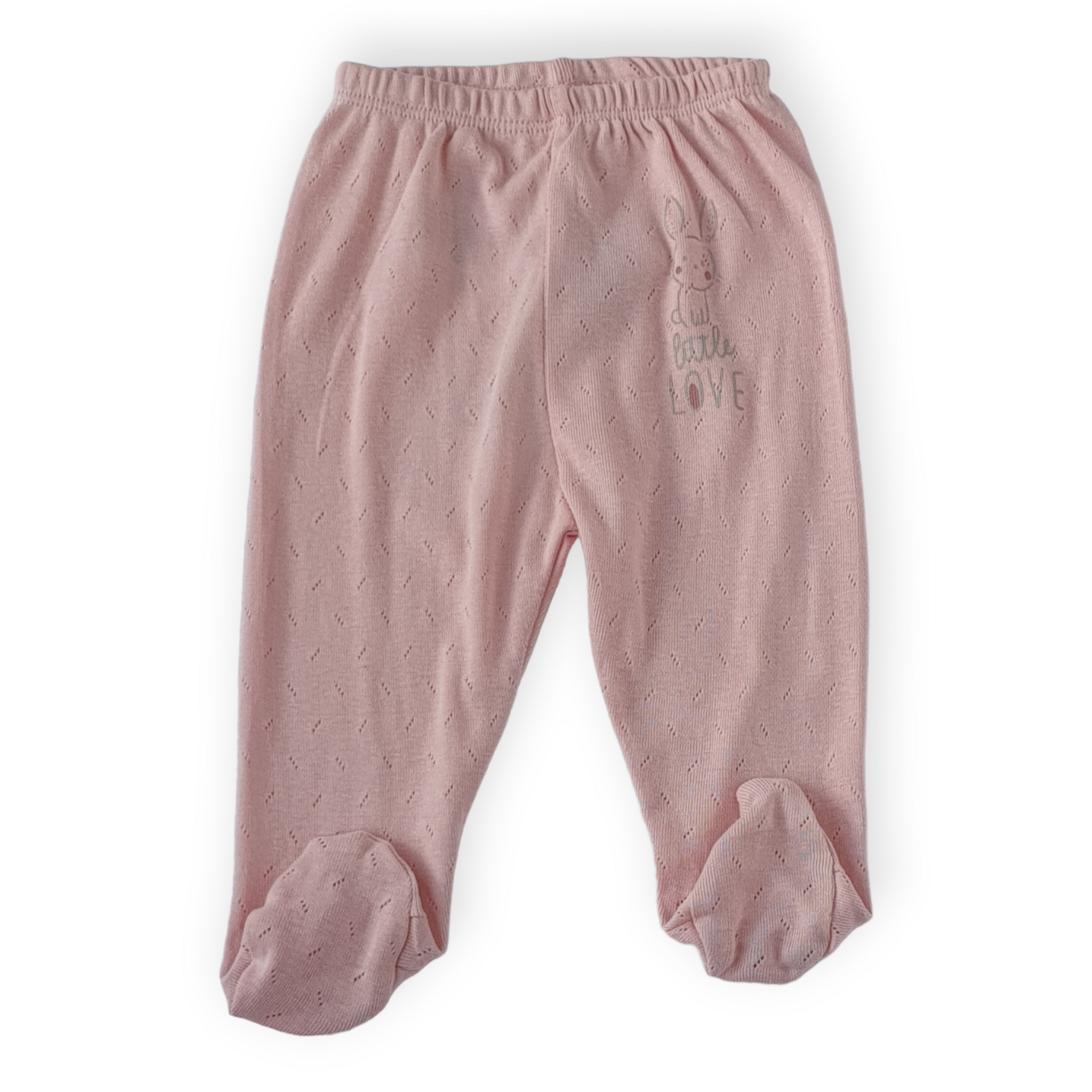 Basic Pink Footed Pants with Bunny-Bunny, Catgirl, catpants, Footed pants, Girl, Pants, Pink, SS23-BiBaby-[Too Twee]-[Tootwee]-[baby]-[newborn]-[clothes]-[essentials]-[toys]-[Lebanon]