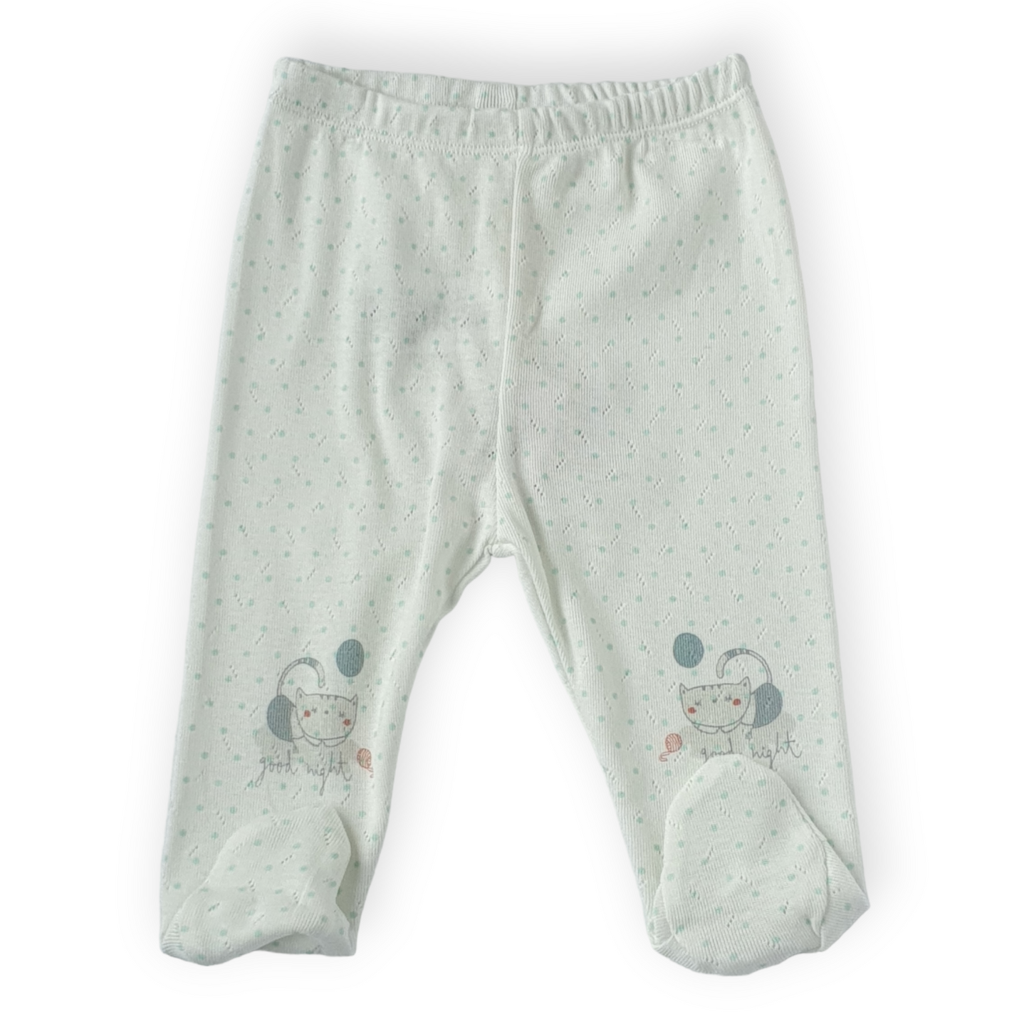 White Footed Pants with Green Dots