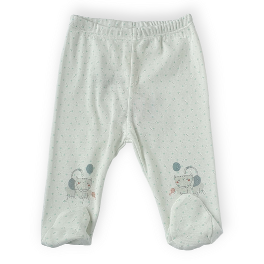 White Footed Pants with Green Dots-Boy, Cat, Catboy, Catgirl, catpants, Dots, Footed pants, Girl, Green, Pants, SS23, Unisex, White-BiBaby-[Too Twee]-[Tootwee]-[baby]-[newborn]-[clothes]-[essentials]-[toys]-[Lebanon]
