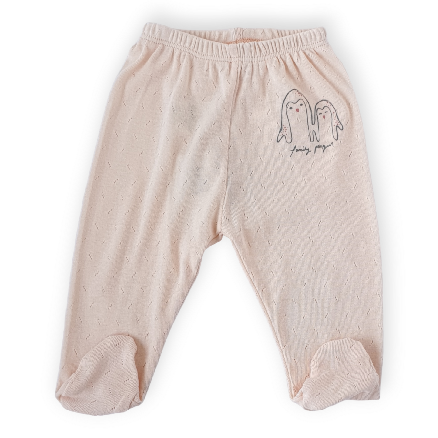 Basic Light Pink Footed Pants with Penguins-Catgirl, catpants, Footed pants, Girl, Pants, Penguins, Pink, SS23-BiBaby-[Too Twee]-[Tootwee]-[baby]-[newborn]-[clothes]-[essentials]-[toys]-[Lebanon]