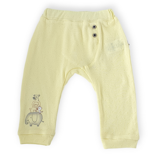 Basic Yellow Footless Pants with Animals-Animals, Boy, Catboy, Catgirl, catpants, Footless, Girl, Pants, SS23, Unisex, Yellow-BiBaby-[Too Twee]-[Tootwee]-[baby]-[newborn]-[clothes]-[essentials]-[toys]-[Lebanon]