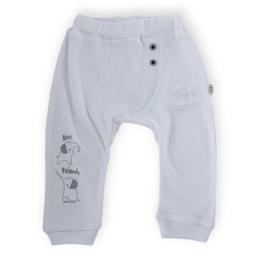 Basic White Footless Pants with Elephants-Boy, Catboy, Catgirl, catpants, Elephants, Footless, Girl, Pants, SS23, Unisex, White-BiBaby-[Too Twee]-[Tootwee]-[baby]-[newborn]-[clothes]-[essentials]-[toys]-[Lebanon]