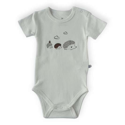 White Porcupine Body-Body, Bodysuit, Boy, Catboy, Catgirl, Creeper, Girl, Onesie, Porcupine, Short sleeve, SS23, Unisex, White-BiBaby-[Too Twee]-[Tootwee]-[baby]-[newborn]-[clothes]-[essentials]-[toys]-[Lebanon]