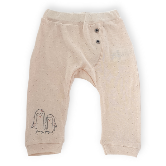 Basic Pink Footless Pants with Penguins