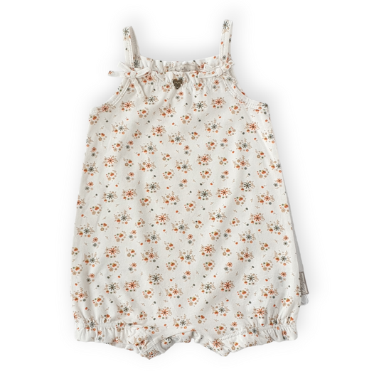 Flower Pattern Baby Girl Romper-Beige, Catgirl, Catromper, Flowers, Girl, Romper, SS23, Straps-Babydola-[Too Twee]-[Tootwee]-[baby]-[newborn]-[clothes]-[essentials]-[toys]-[Lebanon]