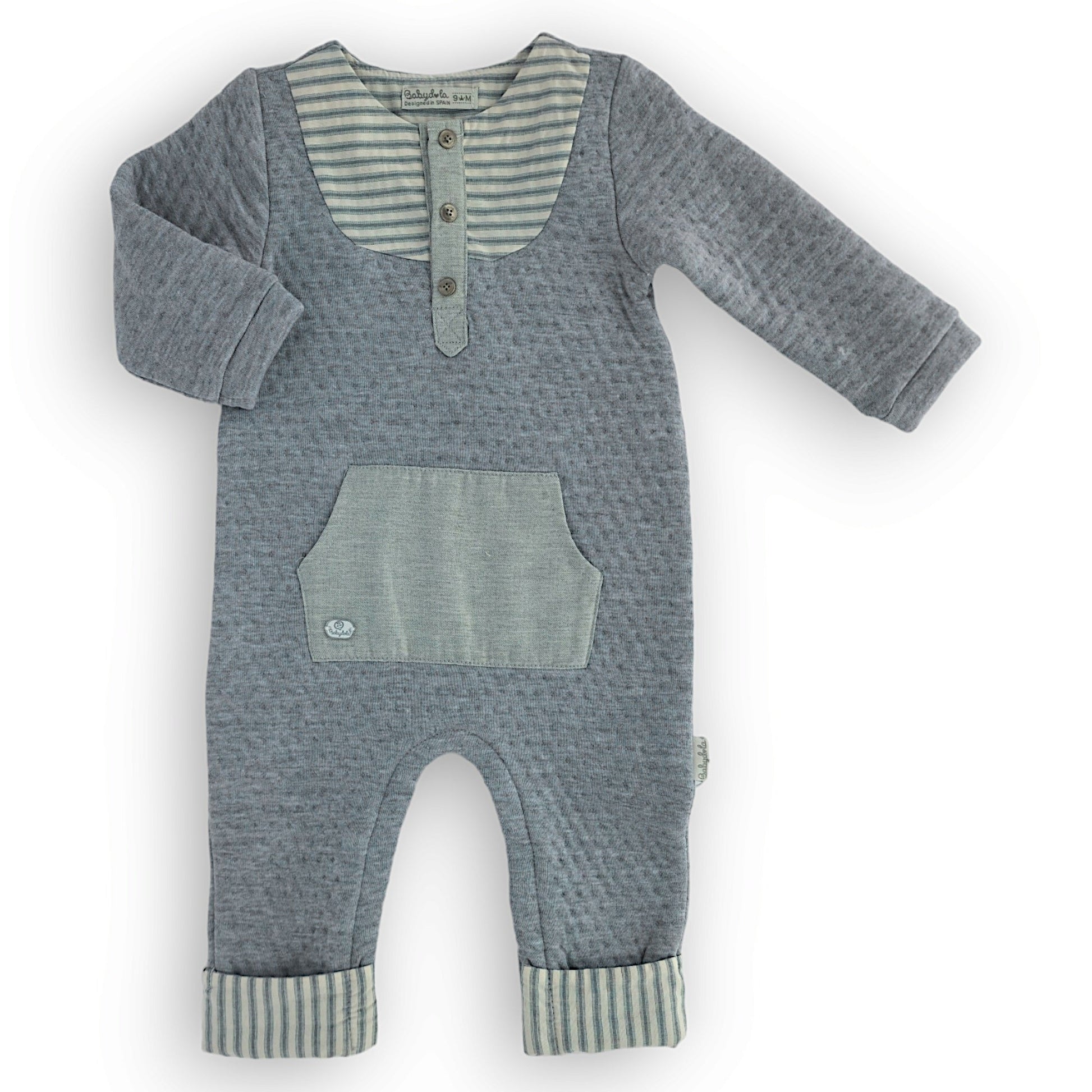 Ultra Soft Jumpsuit with Front Pocket-Boy, Catboy, catromper, Classy, Footless, FW23, Grey, Jumpsuit, Long sleeve, Overall, Pocket-Babydola-[Too Twee]-[Tootwee]-[baby]-[newborn]-[clothes]-[essentials]-[toys]-[Lebanon]