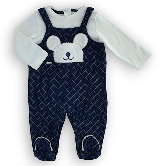 Navy Blue Jumpsuit with Salopette Design-Bear, Blue, Boy, catboy, Dark, Footed, FW23, Jumpsuit, Long sleeve, Navy, Overall-Babydola-[Too Twee]-[Tootwee]-[baby]-[newborn]-[clothes]-[essentials]-[toys]-[Lebanon]