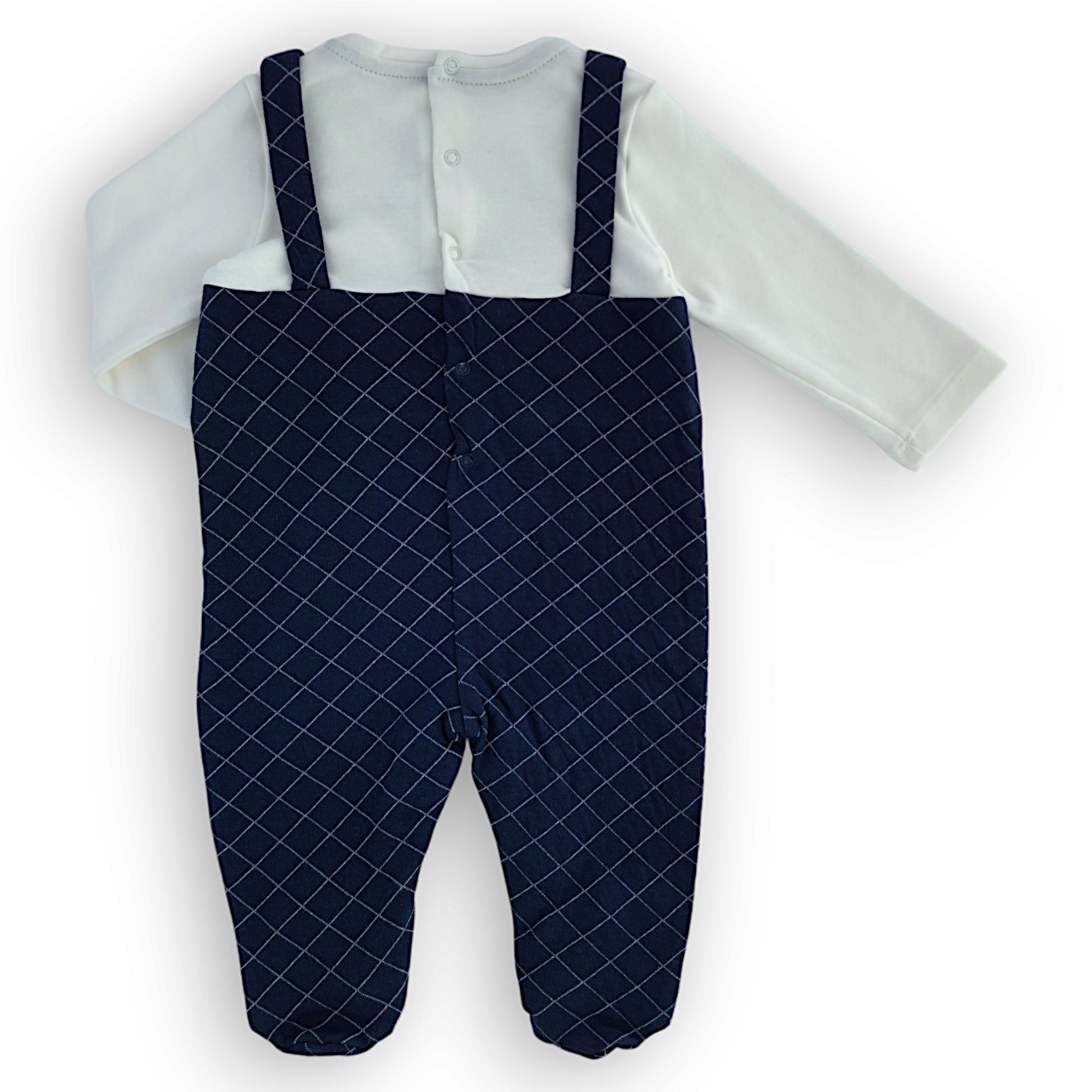 Navy Blue Jumpsuit with Salopette Design-Bear, Blue, Boy, catboy, Dark, Footed, FW23, Jumpsuit, Long sleeve, Navy, Overall-Babydola-[Too Twee]-[Tootwee]-[baby]-[newborn]-[clothes]-[essentials]-[toys]-[Lebanon]