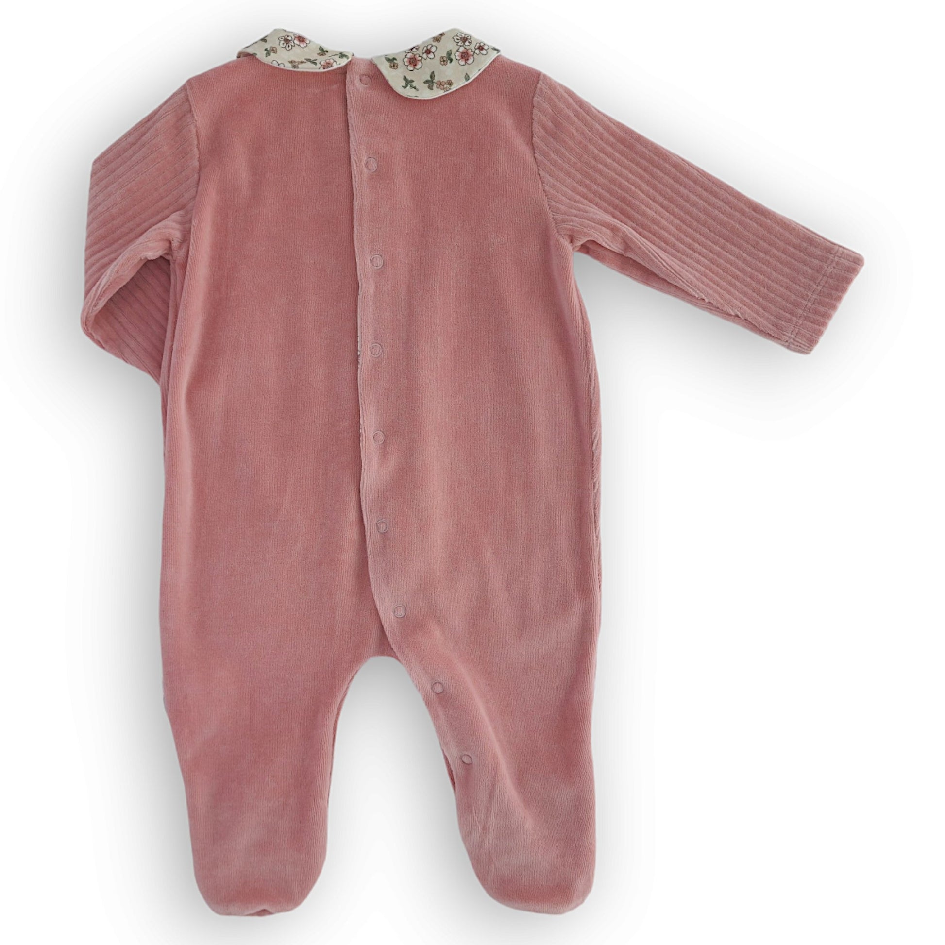 Pink Flowers Jumpsuit-catgirl, Embroidery, Flowers, Footed, FW23, Girl, Jumpsuit, Long sleeve, Overall, Pink-Babydola-[Too Twee]-[Tootwee]-[baby]-[newborn]-[clothes]-[essentials]-[toys]-[Lebanon]