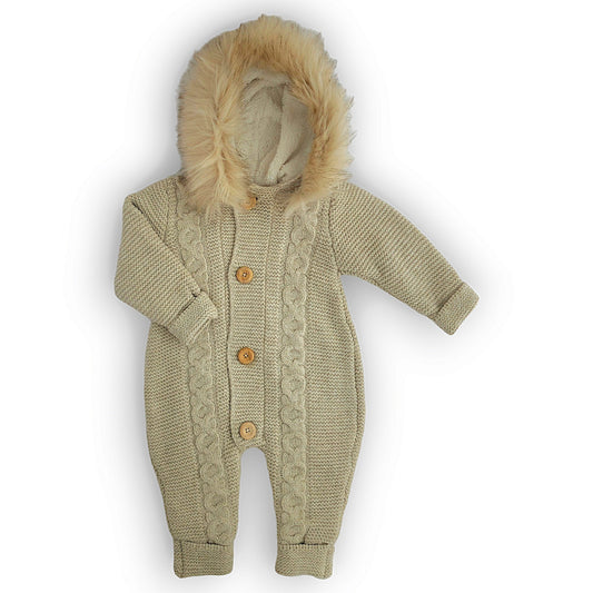 Fur Hooded Wellsoft Wool Beige Overall-Beige, Boy, catboy, catgirl, catunisex, Footless, Fur, FW23, Girl, Hoodie, Jumpsuit, Long sleeve, Off-white, Overall, Unisex, Winter, Wool-Beybek-[Too Twee]-[Tootwee]-[baby]-[newborn]-[clothes]-[essentials]-[toys]-[Lebanon]