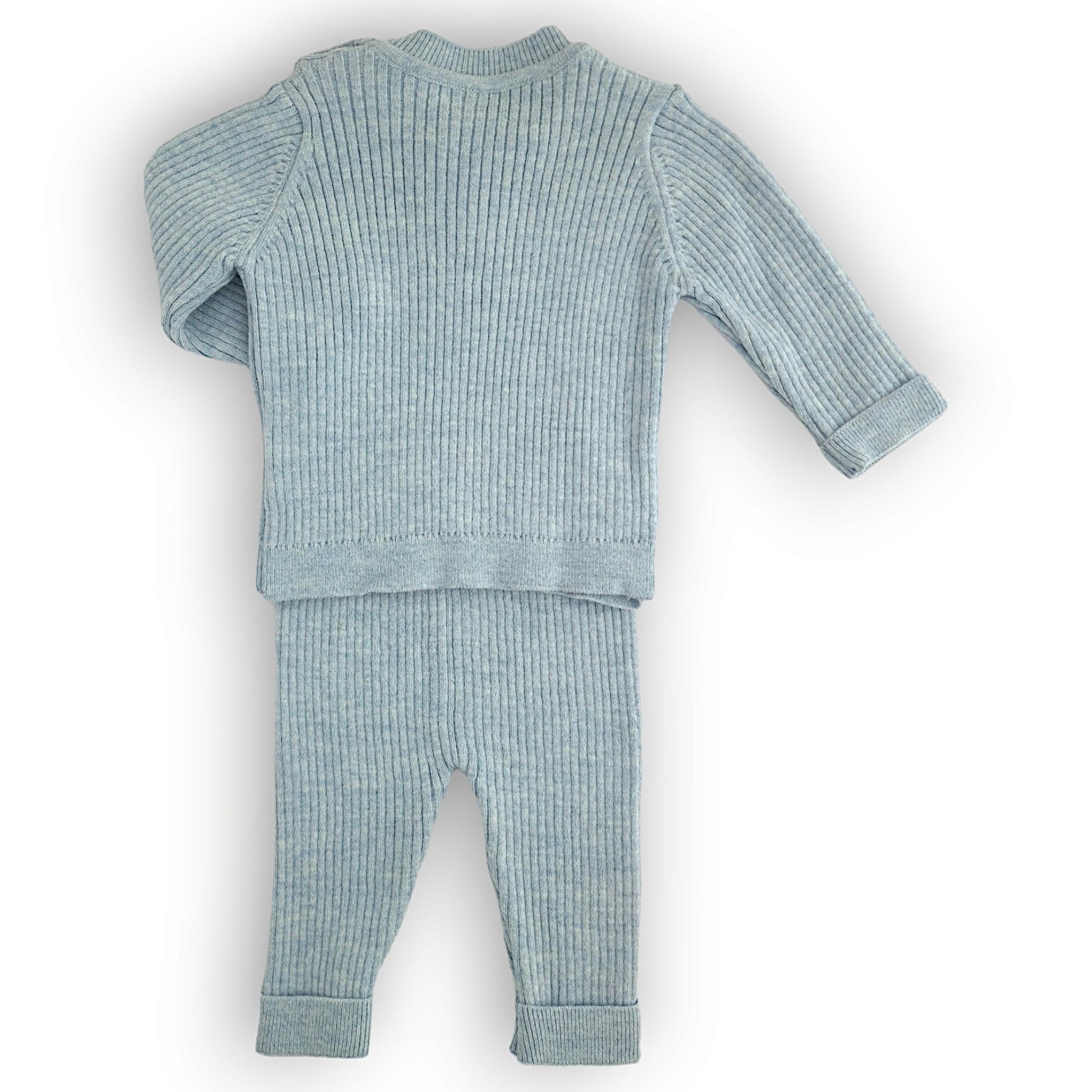 Blue Basic Cotton Set with Cap-Blue, Boy, Cap, catboy, catset2pcs, Footless, FW23, Long sleeve, Set-Beybek-[Too Twee]-[Tootwee]-[baby]-[newborn]-[clothes]-[essentials]-[toys]-[Lebanon]