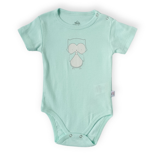 Basic Cyan Body with Owl-Blue, Body, Bodysuit, Boy, Catboy, Catgirl, Creeper, Cyan, Girl, Onesie, Owl, Short sleeve, SS23, Unisex-Bimini-[Too Twee]-[Tootwee]-[baby]-[newborn]-[clothes]-[essentials]-[toys]-[Lebanon]