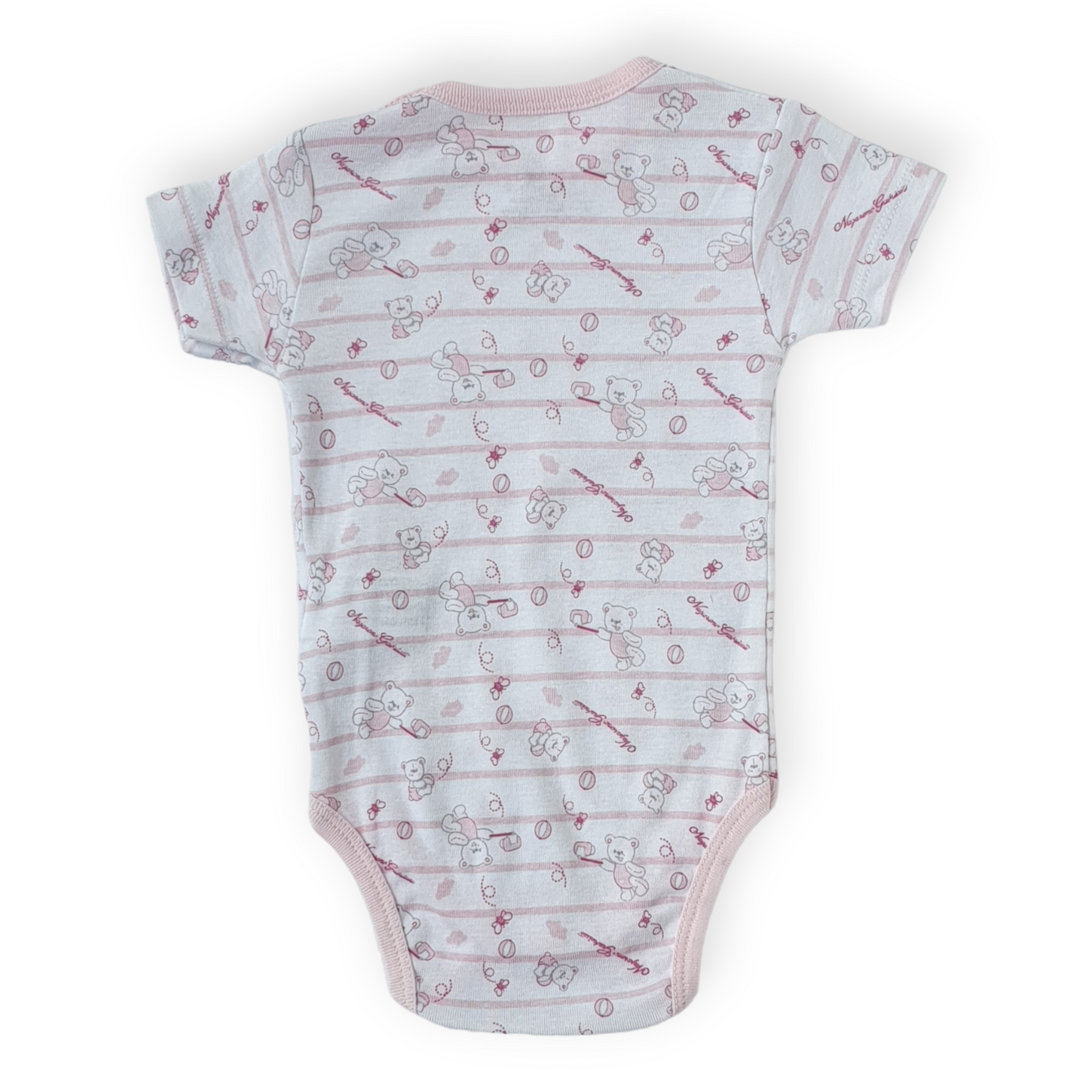 Striped Teddy Bear Pink Body-Bear, Body, Bodysuit, Catgirl, Creeper, Girl, Onesie, Pink, Short sleeve, SS23, Striped, White-Bimini-[Too Twee]-[Tootwee]-[baby]-[newborn]-[clothes]-[essentials]-[toys]-[Lebanon]