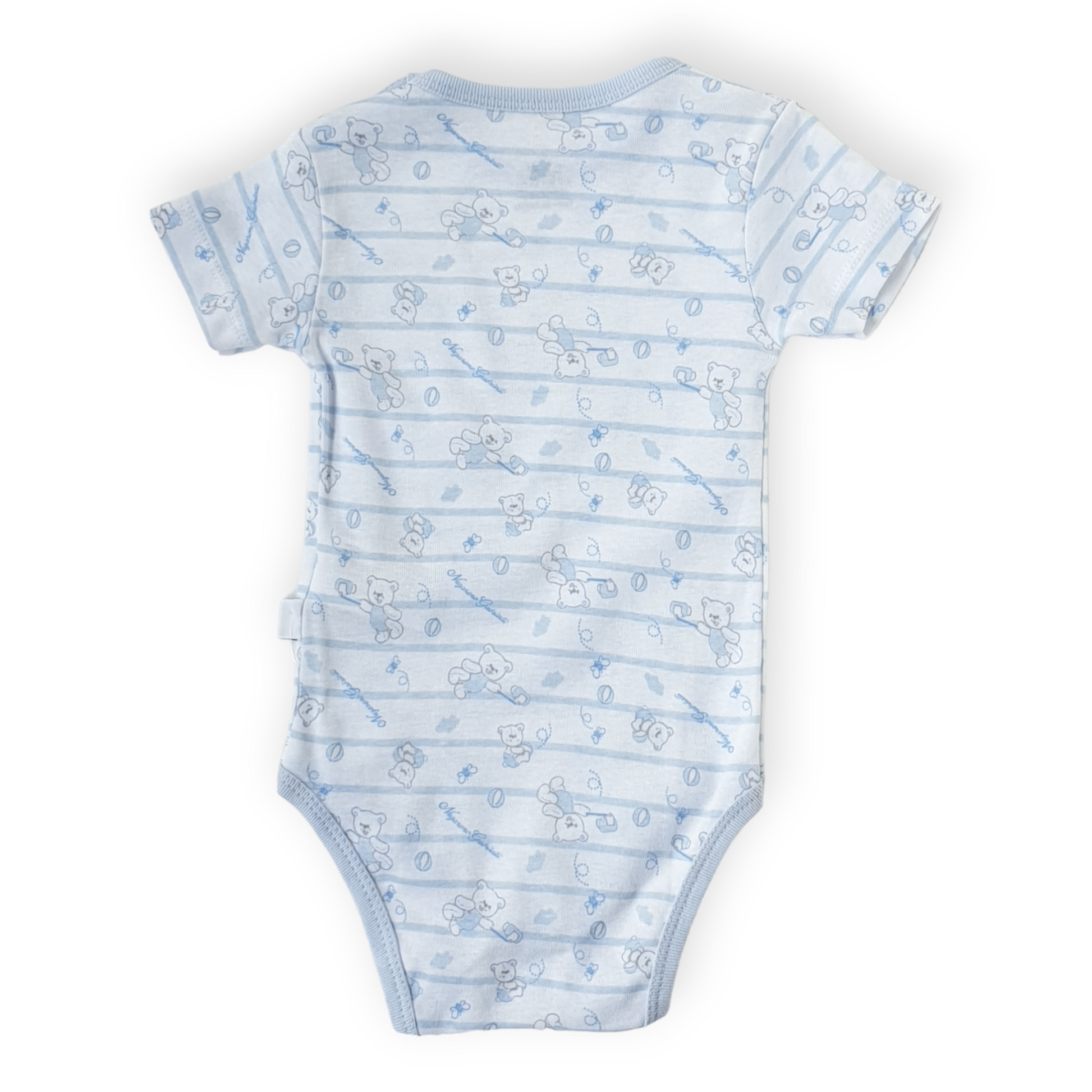 Striped Teddy Bear Blue Body-Bear, Blue, Body, Bodysuit, Boy, Catboy, Creeper, Onesie, Short sleeve, SS23, Striped, White-Bimini-[Too Twee]-[Tootwee]-[baby]-[newborn]-[clothes]-[essentials]-[toys]-[Lebanon]