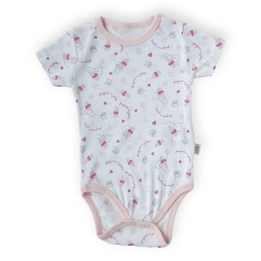 Teddy Bear Pink Body-Bear, Body, Bodysuit, Catgirl, Creeper, Girl, Onesie, Pink, Short sleeve, SS23, White-Bimini-[Too Twee]-[Tootwee]-[baby]-[newborn]-[clothes]-[essentials]-[toys]-[Lebanon]