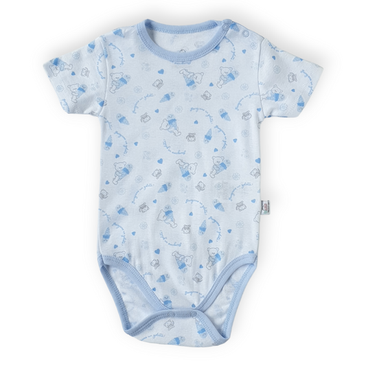 Teddy Bear Blue Body-Bear, Blue, Body, Bodysuit, Boy, Catboy, Creeper, Onesie, Short sleeve, SS23, Striped, White-Bimini-[Too Twee]-[Tootwee]-[baby]-[newborn]-[clothes]-[essentials]-[toys]-[Lebanon]