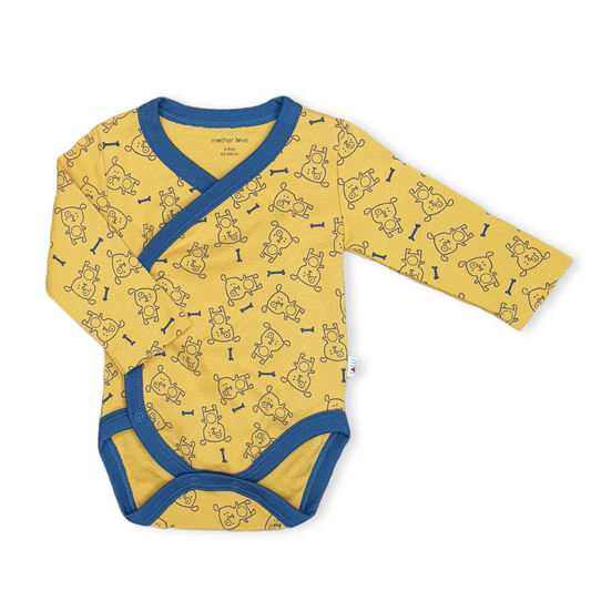 Baby Dog and Bone Baby Boy Body-Blue, Body, Bodysuit, Bone, Boy, Cartoon, catboy, Creeper, Dark Blue, Dog, Long Sleeve, Navy, Newborn, Onesie, Orange-Mother Love-[Too Twee]-[Tootwee]-[baby]-[newborn]-[clothes]-[essentials]-[toys]-[Lebanon]