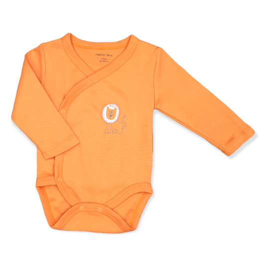 Unisex Smiley Lion Body-Body, Bodysuit, Boy, Cartoon, catboy, catgirl, catunisex, Creeper, Girl, Lion, Long Sleeve, Newborn, Onesie, Orange, Unisex-Mother Love-[Too Twee]-[Tootwee]-[baby]-[newborn]-[clothes]-[essentials]-[toys]-[Lebanon]