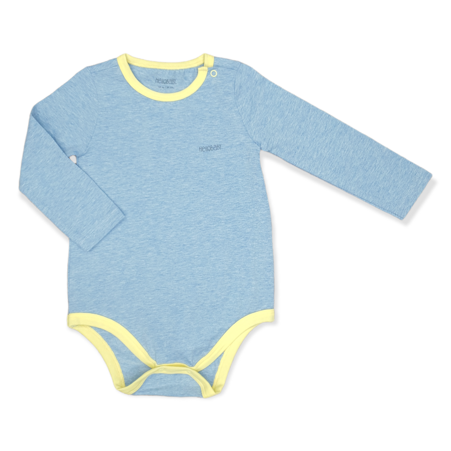 Hello Baby - Long Sleeve Blue and Yellow Unisex Basic Body