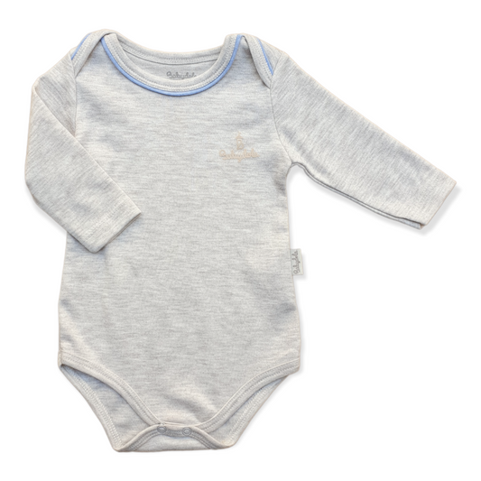 Organic Cotton Grey Basic Baby Boy Body-Basic, Beige, Body, Bodysuit, Boy, catboy, Creeper, Girl, Long Sleeve, Onesie, Organic, Unisex-Babydola-[Too Twee]-[Tootwee]-[baby]-[newborn]-[clothes]-[essentials]-[toys]-[Lebanon]