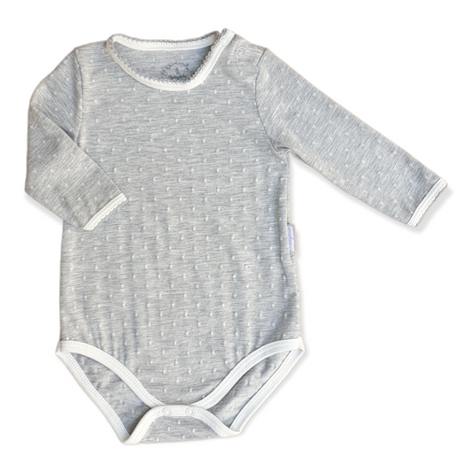 Organic Cotton Grey Dotted Baby Girl Body-Basic, Body, Bodysuit, catgirl, Creeper, Dotted, Girl, Grey, Long Sleeve, Onesie, Organic-Babydola-[Too Twee]-[Tootwee]-[baby]-[newborn]-[clothes]-[essentials]-[toys]-[Lebanon]