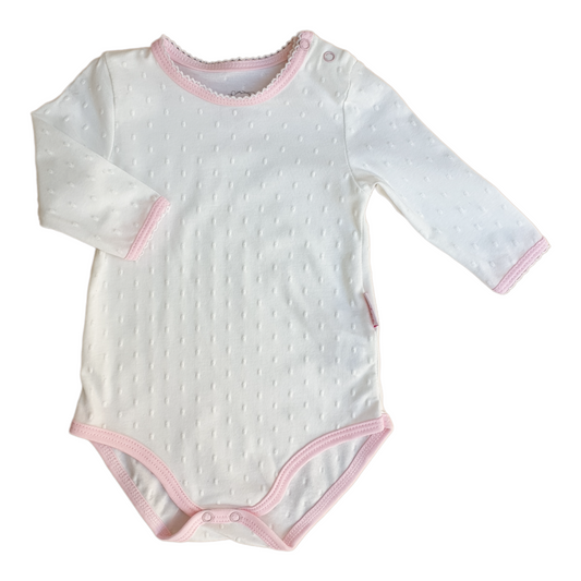 Organic Cotton Off-White Dotted Baby Girl Body-Basic, Body, Bodysuit, catgirl, Creeper, Dotted, Girl, Long Sleeve, Onesie, Organic, Pink-Babydola-[Too Twee]-[Tootwee]-[baby]-[newborn]-[clothes]-[essentials]-[toys]-[Lebanon]