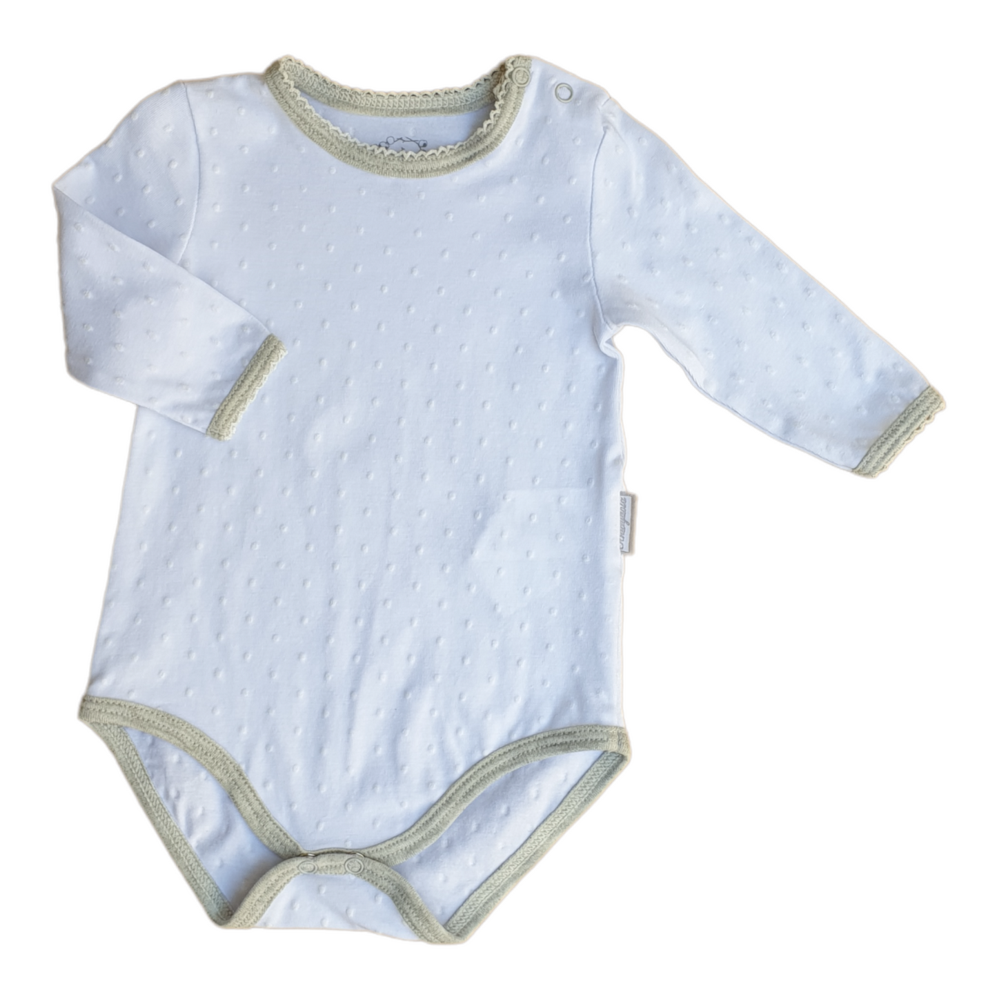 Babydola - Organic Cotton Long Sleeve White Dotted Baby Girl Body