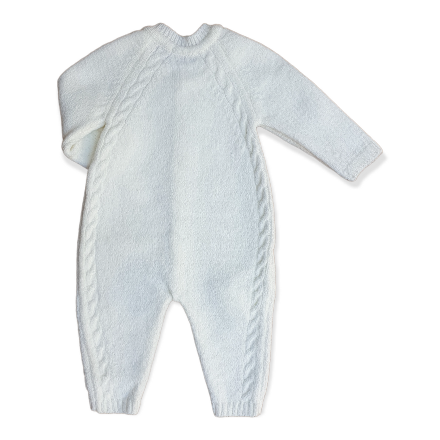 Tricot Basic Unisex Jumpsuit-Acrylic, Boy, catboy, catgirl, catunisex, Footless, Girl, Jumpsuit, Knitted, Long Sleeve, Off-White, Tricot, Unisex, Warm, White, Winter-Babydola-[Too Twee]-[Tootwee]-[baby]-[newborn]-[clothes]-[essentials]-[toys]-[Lebanon]